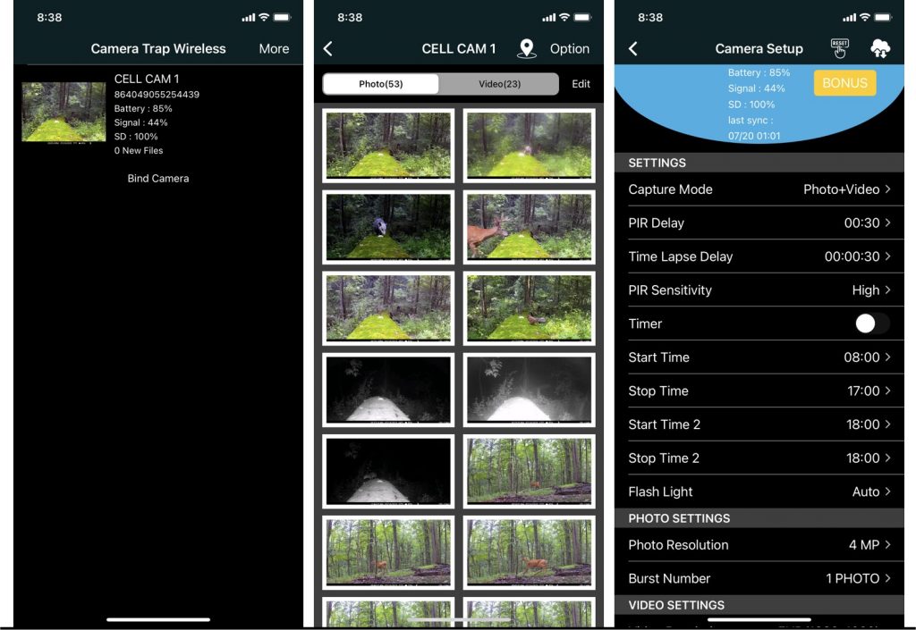 Details of CamPark 4G Cellular Trail Camera phone app.
