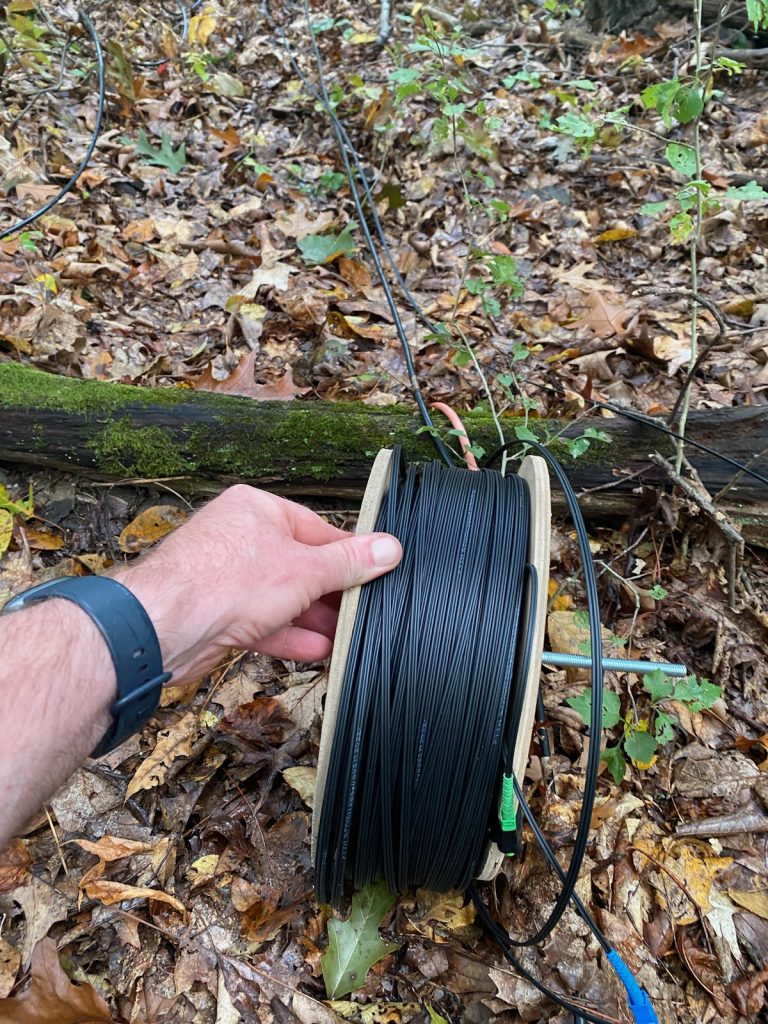 A spool of fiber optic cable.