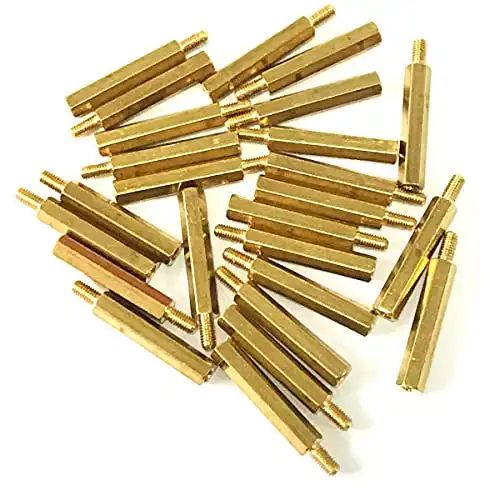 M3 x 30mm,6mm Male to Female Thread Brass Hex Standoff for EZ-Streamer-Pi Cluster, Pack of 25