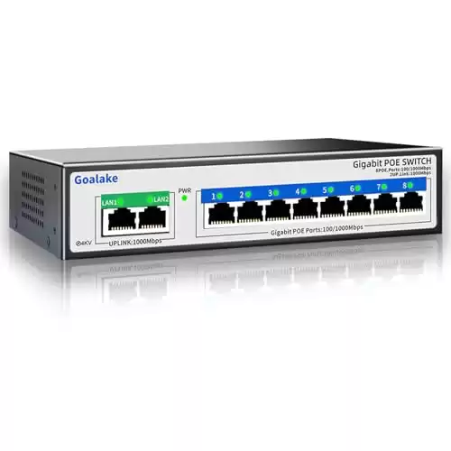 8 Port Gigabit PoE+ Switch with 2 Gigabit Uplink