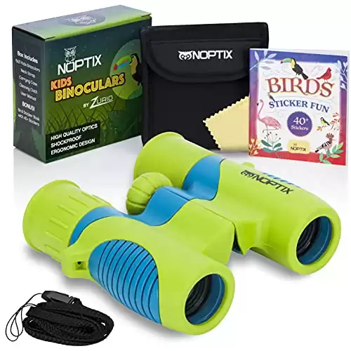 Kids Binoculars includes sticker book with 40 Bird Species