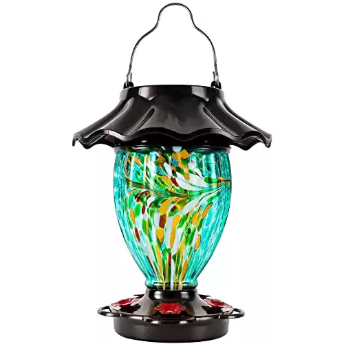 LUJII Solar Powered Color Changing Hummingbird Feeder