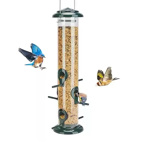 Kingsyard Metal Tube Bird Feeder with 6 Ports