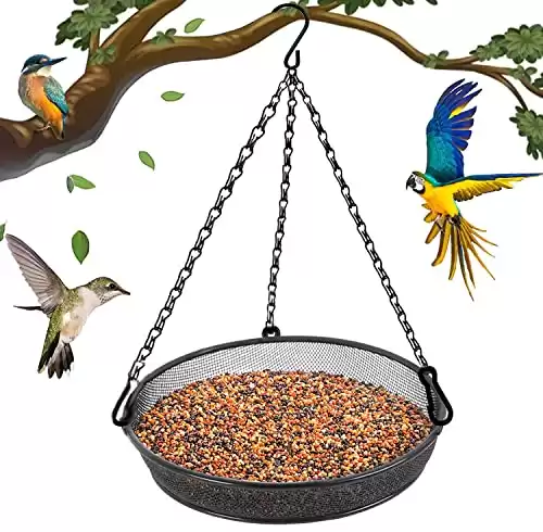 Metal Mesh Hanging Platform Bird Feeder